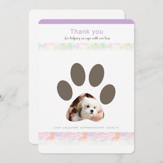 Pawの写真感謝していカードを気に印刷する サンキューカード (正面/裏面)