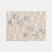 Pawはクリームドッグパーソナライズされた名を印刷 フリースブランケット (正面(横))