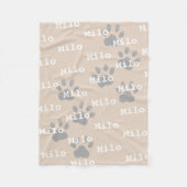 Pawはクリームドッグパーソナライズされた名を印刷 フリースブランケット (正面)