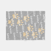 Pawはグレーの黄色いパーソナライズされた犬の名前を印刷 フリースブランケット (正面(横))