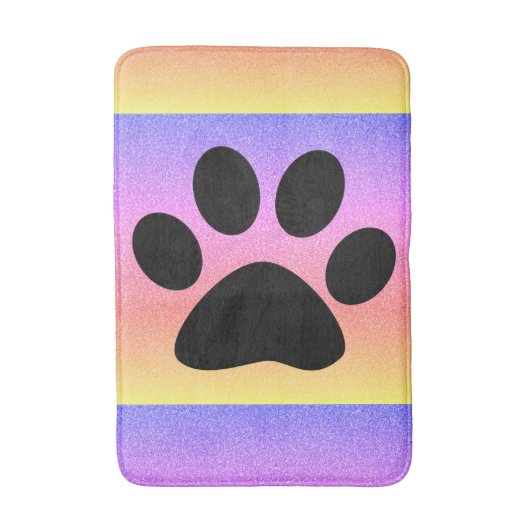 Pawはピンク色のバラ数々の金ゴールドピンクのキラキラをプリント バスマット (正面縦)