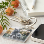 Pawは永遠に私たちのハート猫の写真にプリント キーホルダー (正面右)