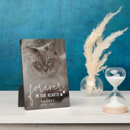 Pawは永遠に私たちのハート猫の写真にプリント フォトプラーク (側面)
