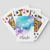 Pawは紫色のアクアブルーの水色を印刷絵を描する トランプ (裏面)