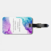 Pawは紫色のアクアブルーの水色を印刷絵を描する ラゲッジタグ (裏面横)