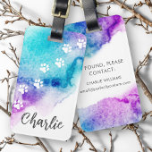 Pawは紫色のアクアブルーの水色を印刷絵を描する ラゲッジタグ