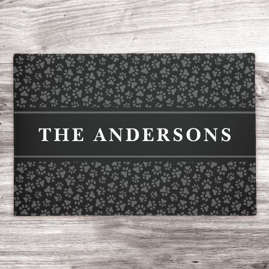 Pawは苗字またはペットのビジネス名を印刷する ドアマット