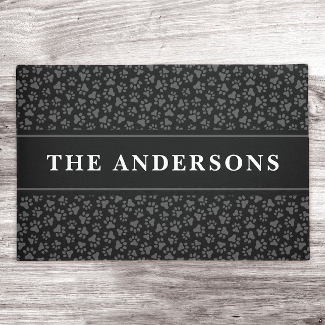 Pawは苗字またはペットのビジネス名を印刷する ドアマット (クリエイターアップロード済み)