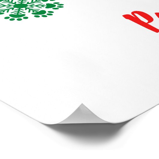 Pawは赤と緑の雪の結晶を印刷 ポスター (角)