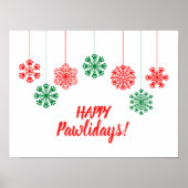 Pawは赤と緑の雪の結晶を印刷 ポスター (正面)