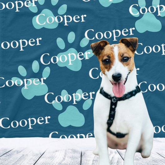 Pawは青い犬パーソナライズされた名を印刷 フリースブランケット