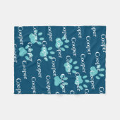 Pawは青い犬パーソナライズされた名を印刷 フリースブランケット (正面(横))