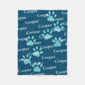 Pawは青い犬パーソナライズされた名を印刷 フリースブランケット (正面)