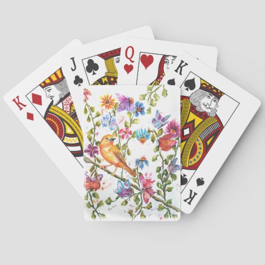 PAWは黄色の鳥のトランプを印刷 トランプ (裏面)