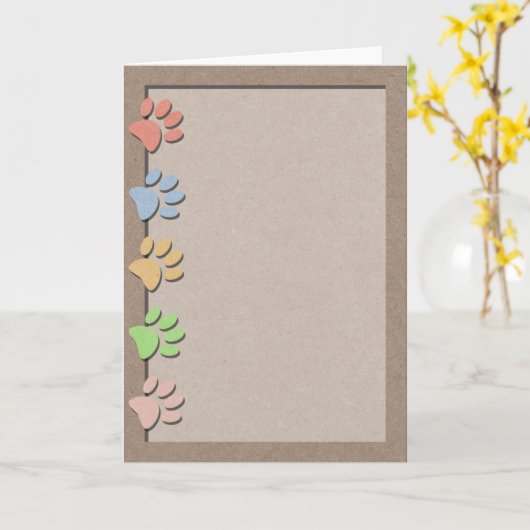 PawはKraft紙テクスチフェイクャを内側に空白の印刷 カード (黄色い花)