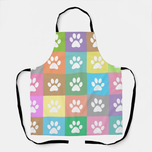 pawカラフル印刷パターン エプロン (正面)