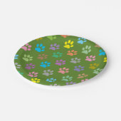 pawカラフル印刷パターン ペーパープレート (アングル)