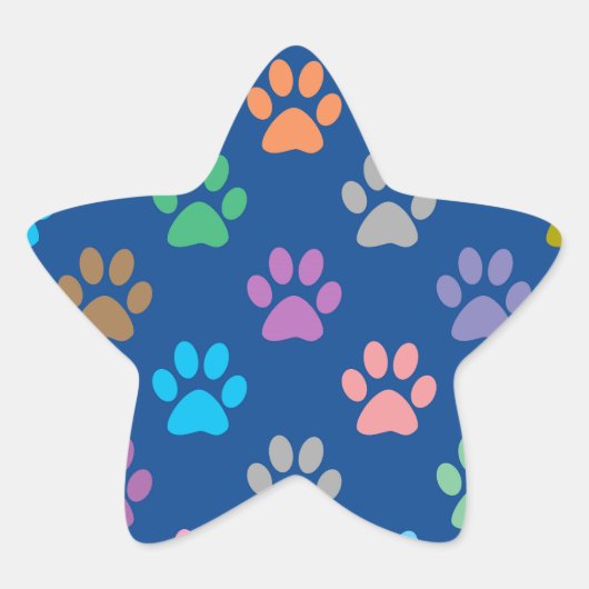pawカラフル印刷パターン 星シール (正面)