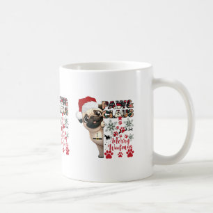 Pawクロースパグin Santa Hat Snowflakes愛犬家。 コーヒーマグカップ