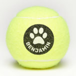 Pawパーソナライズされたで犬の名前を印刷 テニスボール<br><div class="desc">犬パーソナライズされたの名前と手の跡が印刷されたテニスボール。クリック「さらにカスタマイズ」を選択して、デザインの色を変更します。</div>