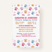 Pawプカラフルリントカスタムフォトセーフティの子ID バッジ (裏面)