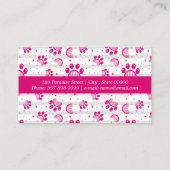 Pawプリントとグルーミングコームのパターン(ピンク色) 名刺 (裏面)