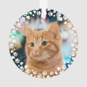 Pawプリントとハートフレームカスタムペットフォト オーナメント (裏面)