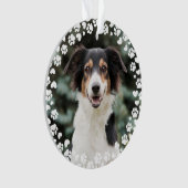 Pawプリントとハートフレームカスタムペットフォト オーナメント (正面)