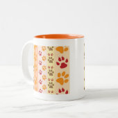 Pawプリントのかわいい愛犬家 ツートーンマグカップ (正面左)