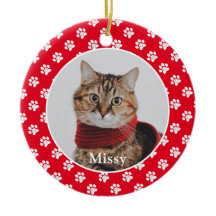 Pawプリントのカスタムペットフォトキャット名