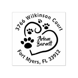 Pawプリントをハートラウンド差出人住所 ラバースタンプ