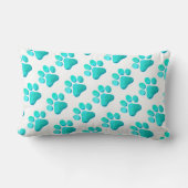 PawプリントアクアブルーPET NAMEオレンジアーティザンおもしろい ランバークッション (裏面)
