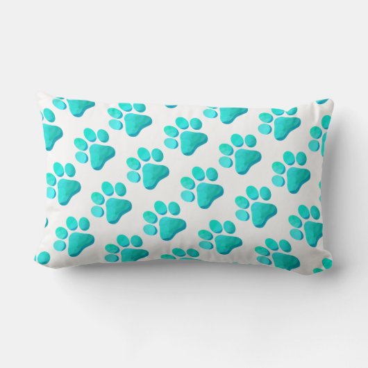 PawプリントアクアブルーPET NAMEオレンジアーティザンおもしろい ランバークッション (裏面)