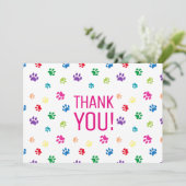 Pawプリントカラフルピンクサンキュー カード (スタンド正面)