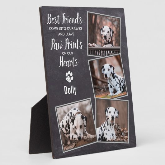 Pawプリントハートコラージドッグメモリアル フォトプラーク (側面)