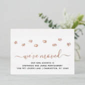 Pawプリントバラゴールドフォイル移動告知カード 箔招待状 (立ち正面)