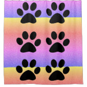 Pawプリントピンクの輝数々の色のバラ金ゴールドかわいい シャワーカーテン (正面)