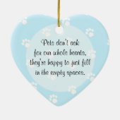 Pawプリントペットフォトフレーム淡い青 セラミックオーナメント (裏面)