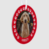 Pawプリントレッドフレームカスタムオーナメント オーナメント (正面)