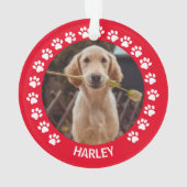 Pawプリントレッドフレームカスタムオーナメント オーナメント (裏面)