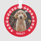 Pawプリントレッドフレームカスタムオーナメント オーナメント (正面)
