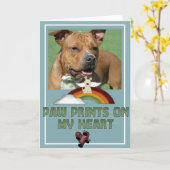 Pawプリント写真ペット悔やみや弔慰グリーティングカード カード (黄色い花)