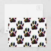 Pawプリント紙吹雪およびパーティーストリーマーパターン インビテーションポストカード (正面/裏面)