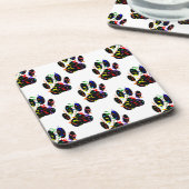 Pawプリント紙吹雪およびパーティーストリーマーパターン コースター (左側)
