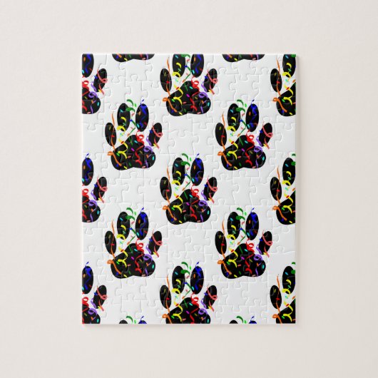 Pawプリント紙吹雪およびパーティーストリーマーパターン ジグソーパズル (縦)