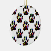 Pawプリント紙吹雪およびパーティーストリーマーパターン セラミックオーナメント (右)