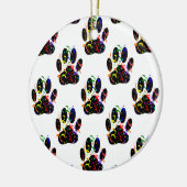Pawプリント紙吹雪およびパーティーストリーマーパターン セラミックオーナメント (左)