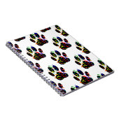 Pawプリント紙吹雪およびパーティーストリーマーパターン ノートブック (右側)