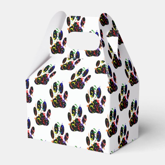 Pawプリント紙吹雪およびパーティーストリーマーパターン フェイバーボックス (正面サイド)