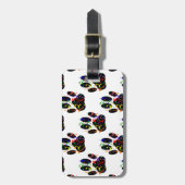 Pawプリント紙吹雪およびパーティーストリーマーパターン ラゲッジタグ (正面縦)